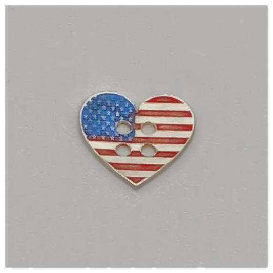 USA Flag Heart Button