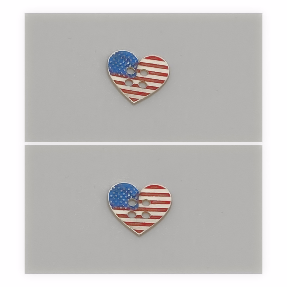 USA Flag Heart Button