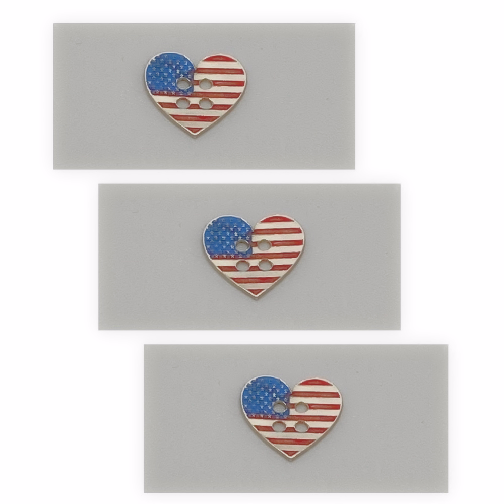 USA Flag Heart Button