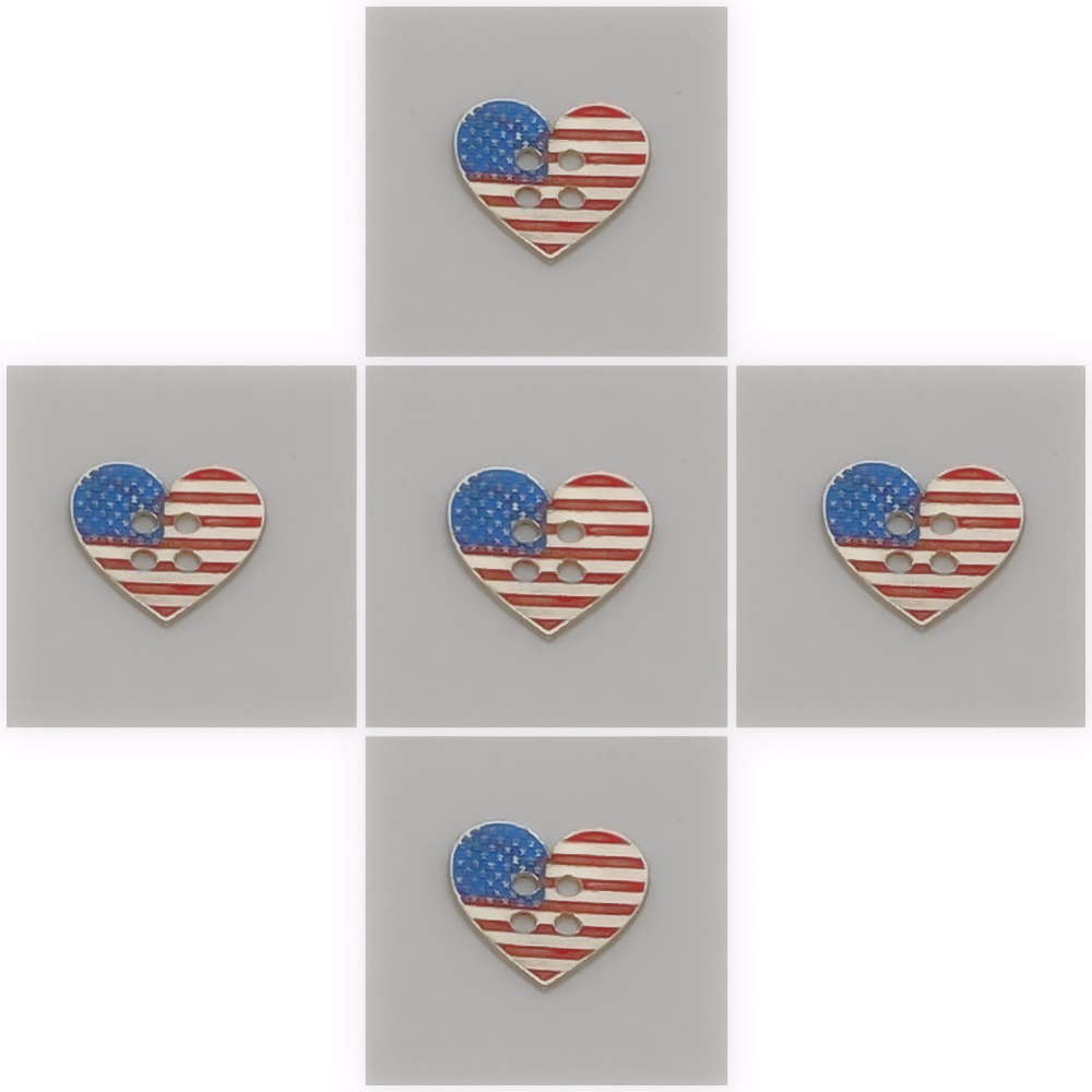 USA Flag Heart Button