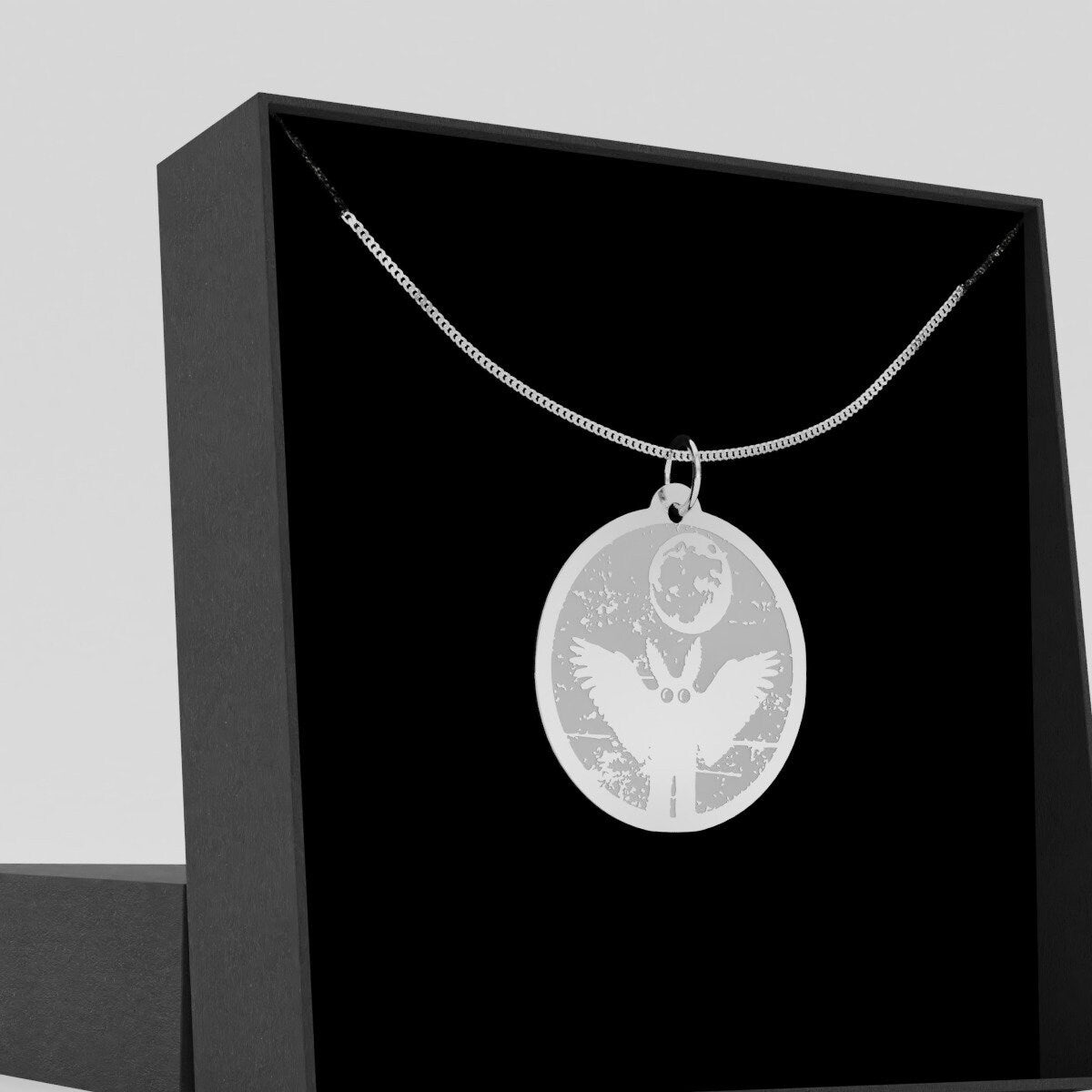 Mothman Under the Full Moon Necklace - Talisman Trove