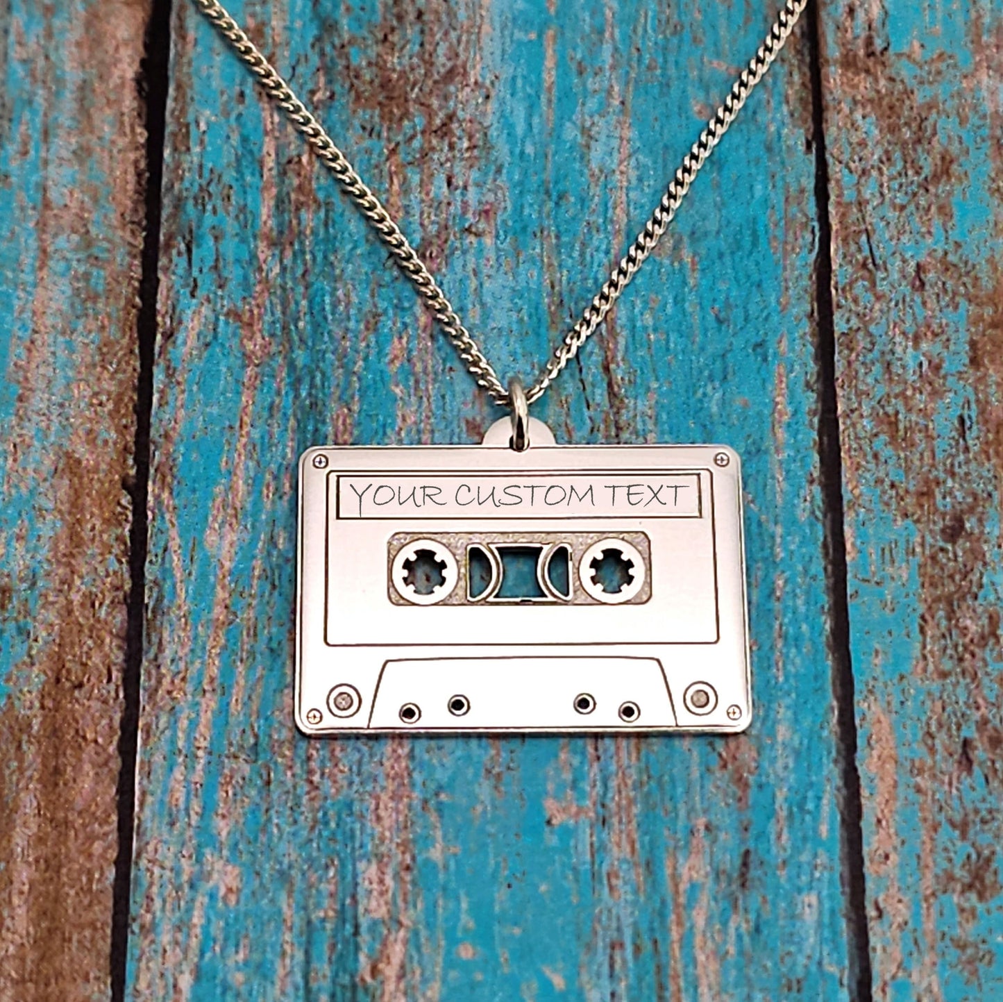 Personalized Cassette Necklace, Custom Tape Necklace, Retro Tape Pendant, Ghetto Blaster Jewlery, Music Lover Gift, 80s Retro Mix Tape - Talisman Trove