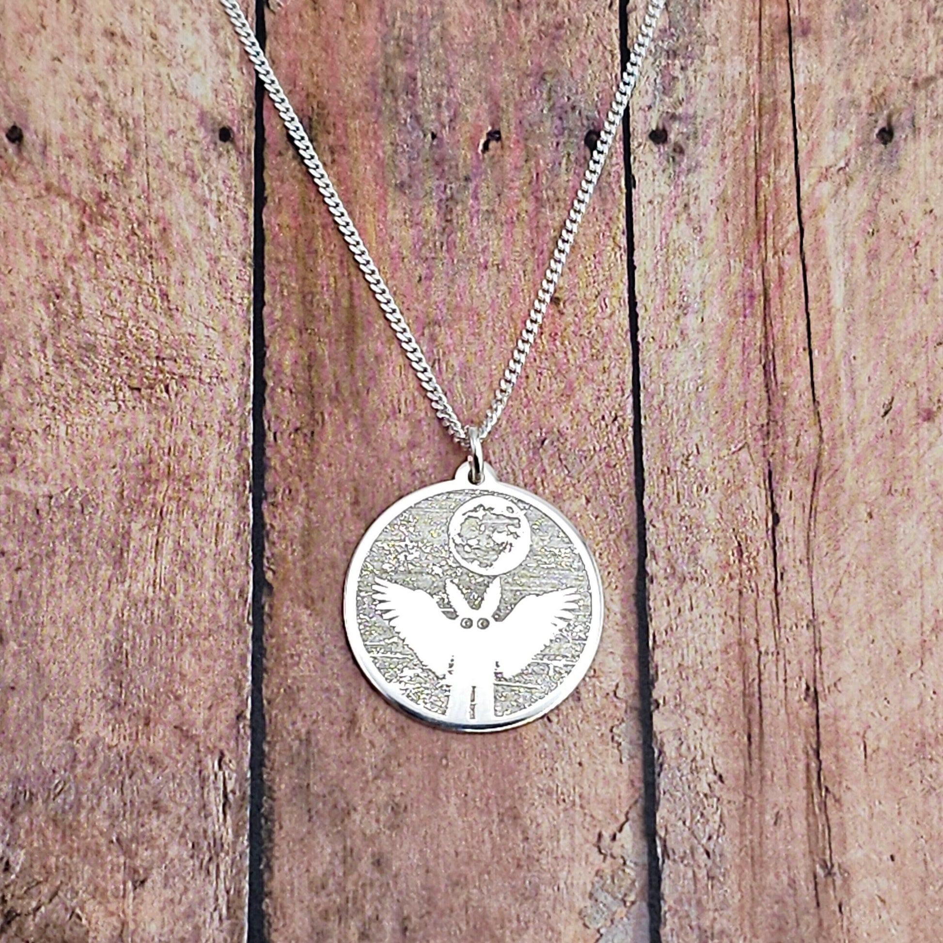 Mothman Under the Full Moon Necklace - Talisman Trove